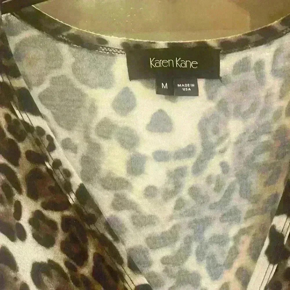 Karen Kane Medium faux wrap dress in leopard print. - Picture 3 of 6